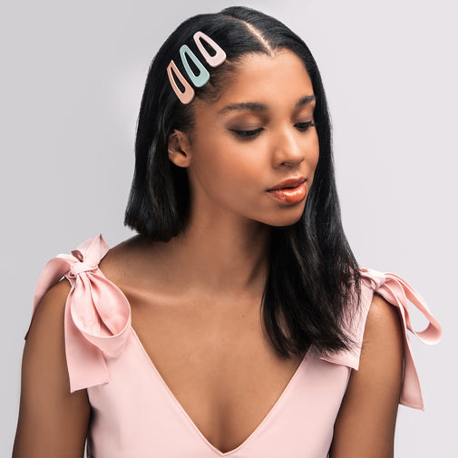 Snap Triangles Matte Hair Clips Set - Pastel