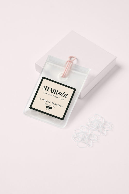 invisible clear elastics mini hair ties on white box