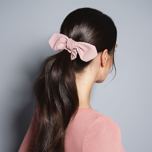 Bow Pose Ribbon Knotted Scrunchie - Blush