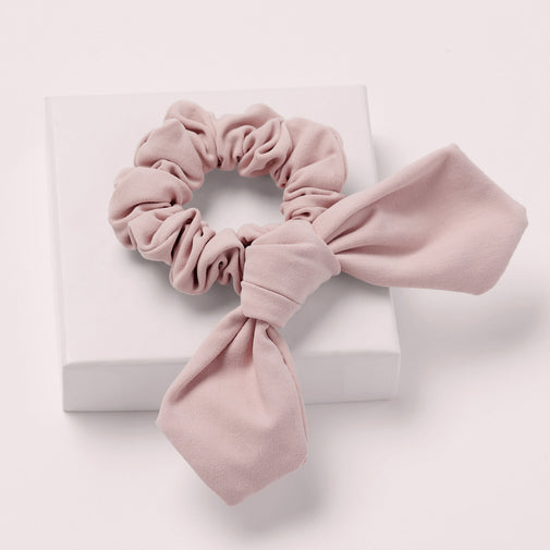 Bow Pose Ribbon Knotted Scrunchie - Blush