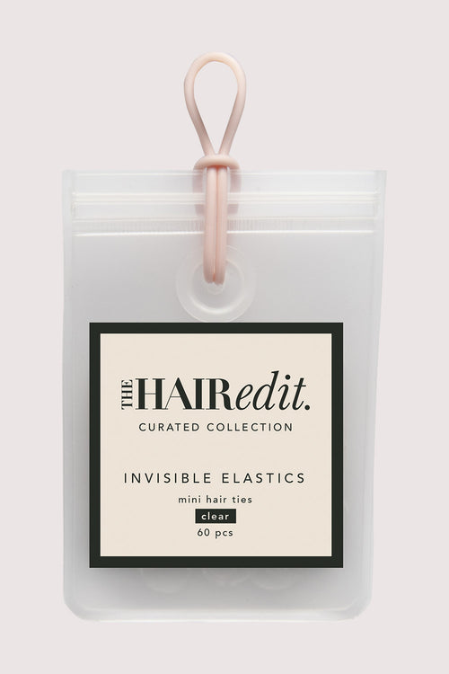invisible clear elastics mini hair ties in clear white bag