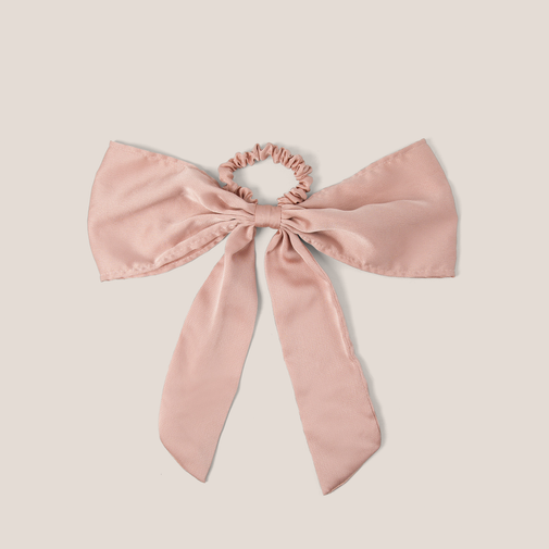 Bow Sash Knotted Ribbon Scrunchie - Blush