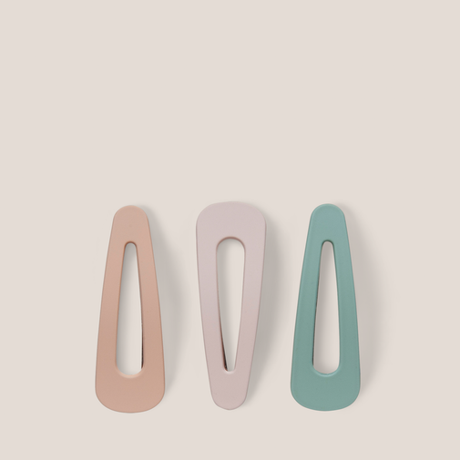 Snap Triangles Matte Hair Clips Set - Pastel