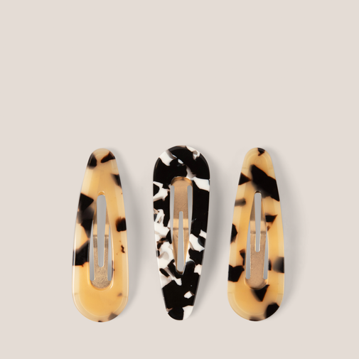 Snap Triangles Hair Clips Set - Tortoise
