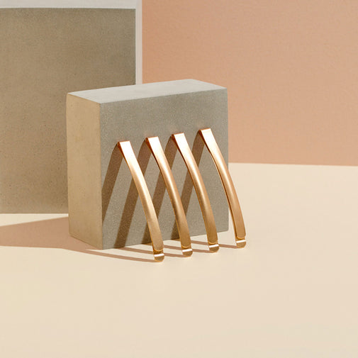 Modern Curved Bobby Pins Set - Gold