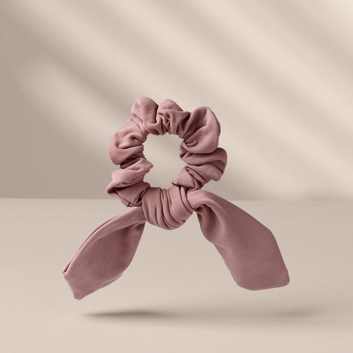 Bow Pose Ribbon Knotted Scrunchie - Mauve