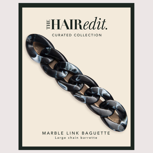 Marble Link Chain Baguette Barrette - Black