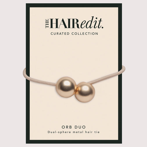 Orb Duo Dual-Sphere Metal Hair Tie - Gold