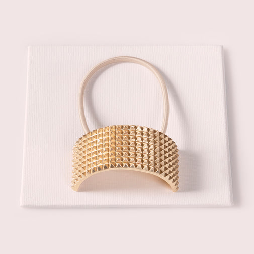 Studded Cuff Textured Metal Hair Tie