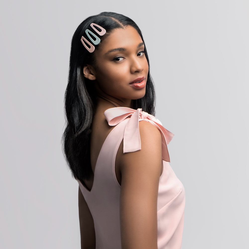 Snap Triangles Matte Hair Clips Set - Pastel3