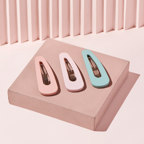 Snap Triangles Matte Hair Clips Set - Pastel
