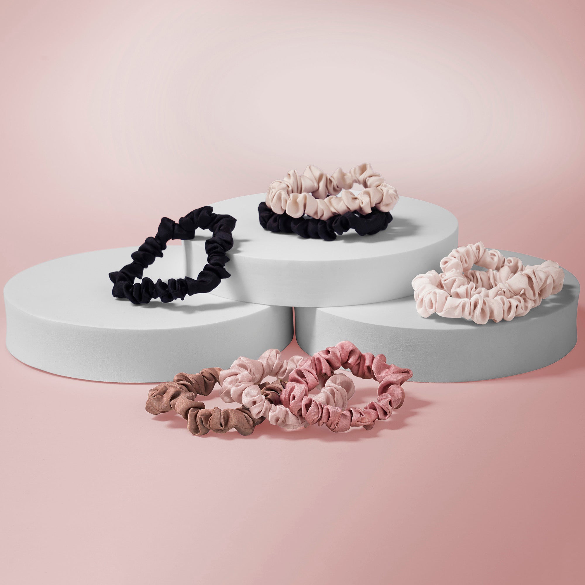 Ruched Ribbon Skinny Satin Scrunchies Set -  8-Pack Multi-Color6