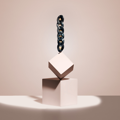 Marble Link Chain Baguette Barrette - Black
