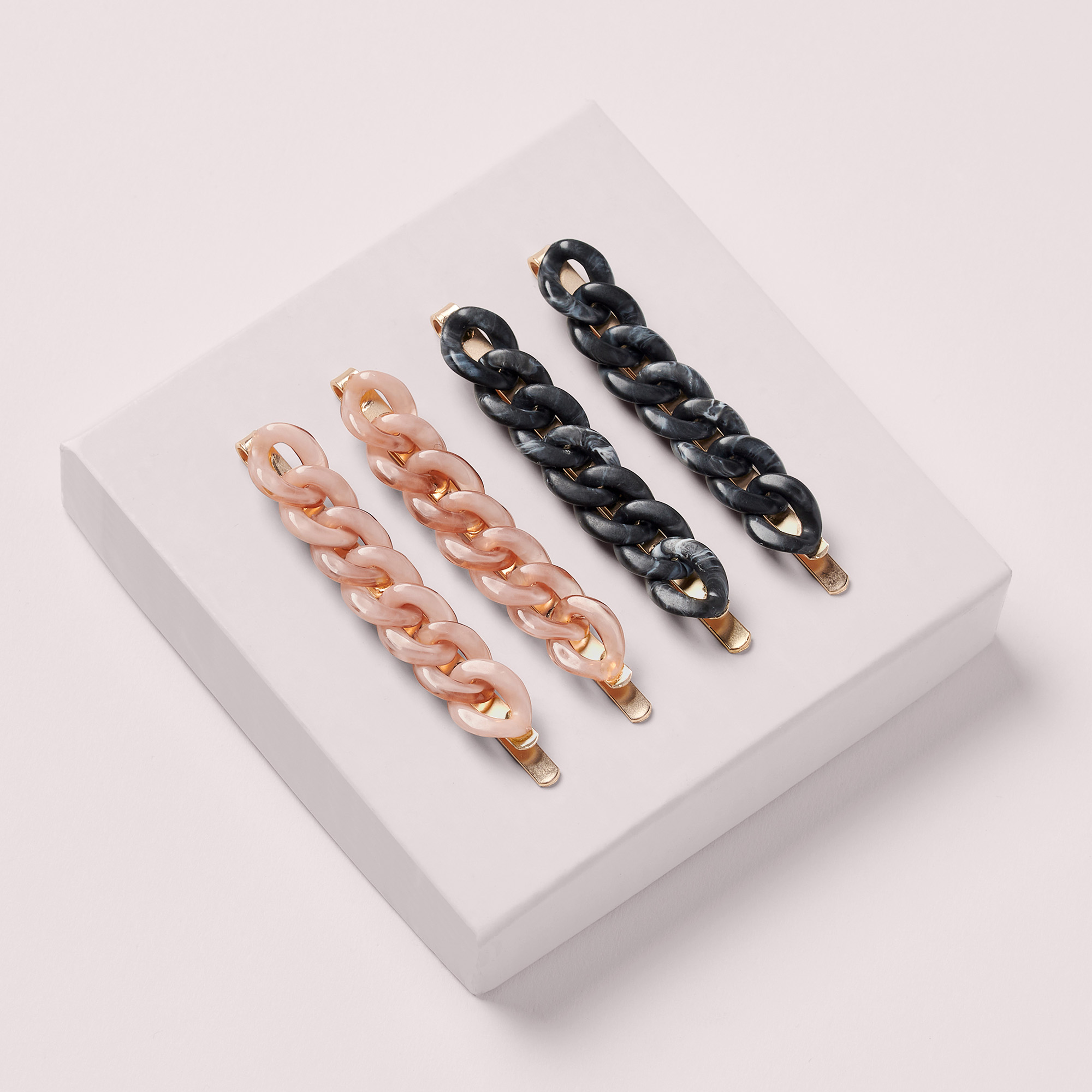 Marble Link Chain Bobby Pins Set5