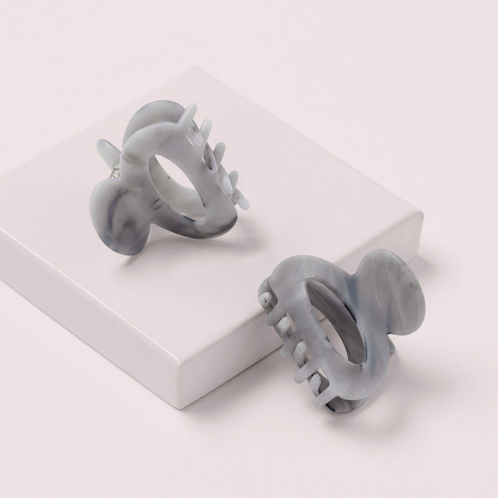 Petite Marble Triangle Claw Clips Set4
