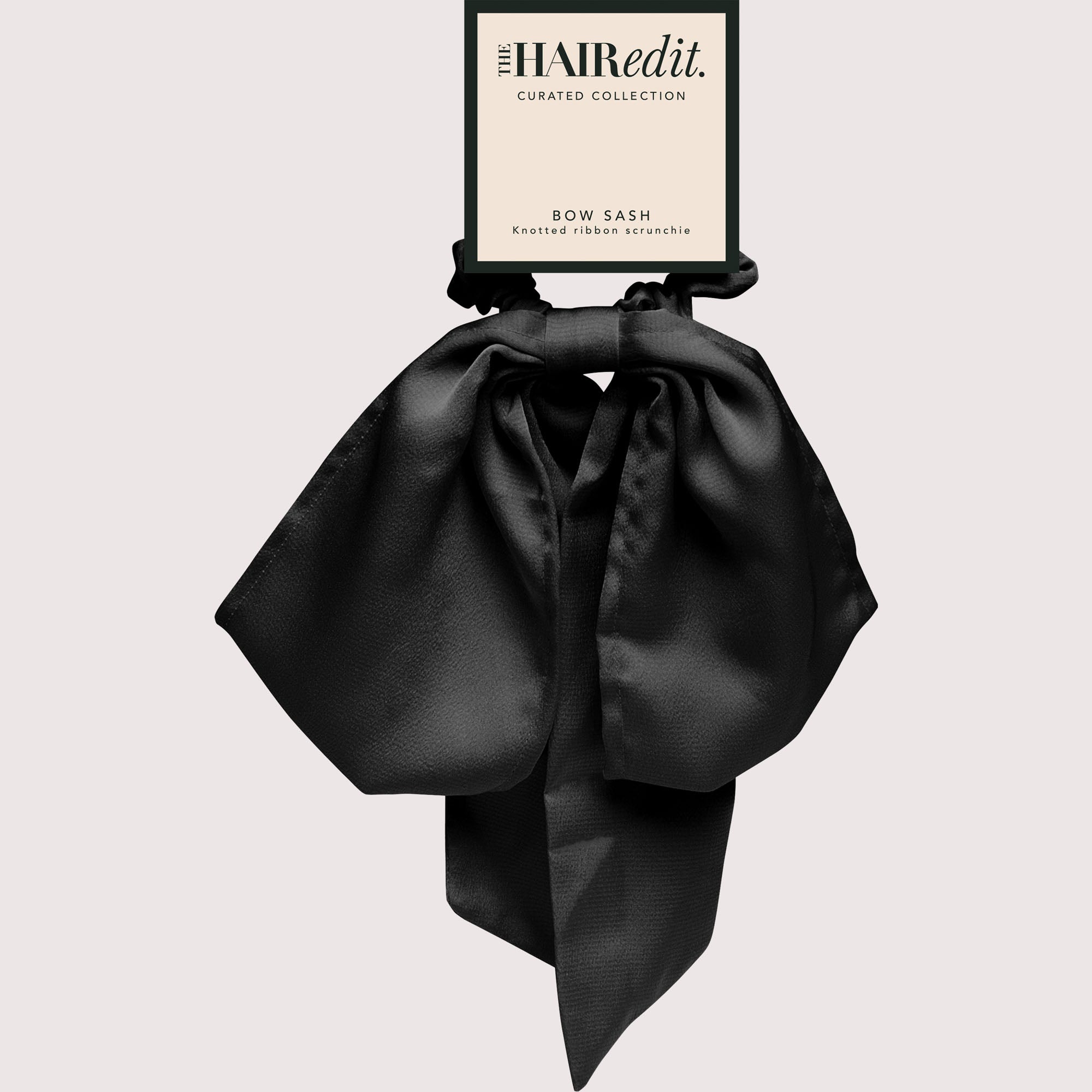 Bow Sash Knotted Ribbon Scrunchie - Black3