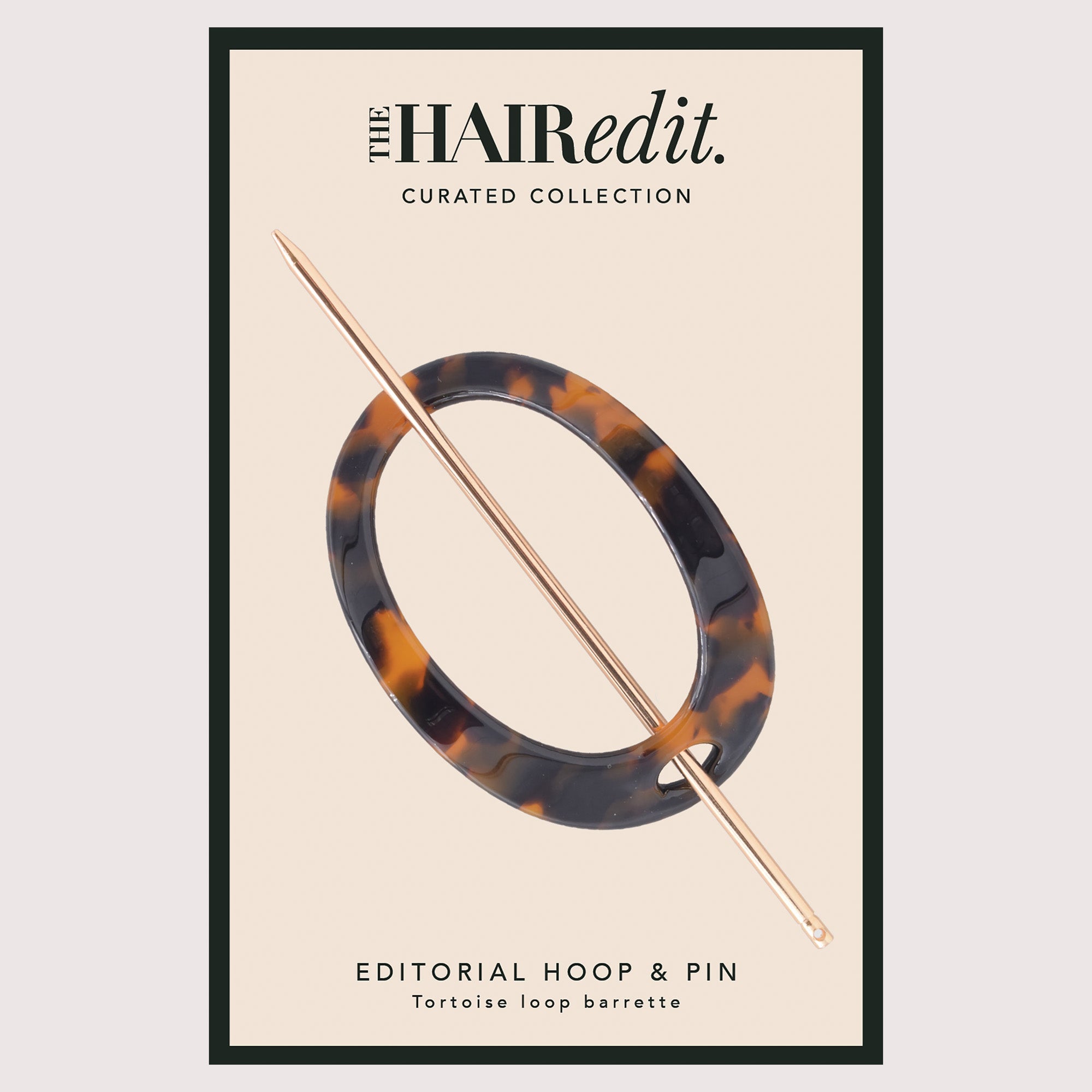 The Hair Edit Editorial Hoop & Pin Tortoise Barrette front of packaging8