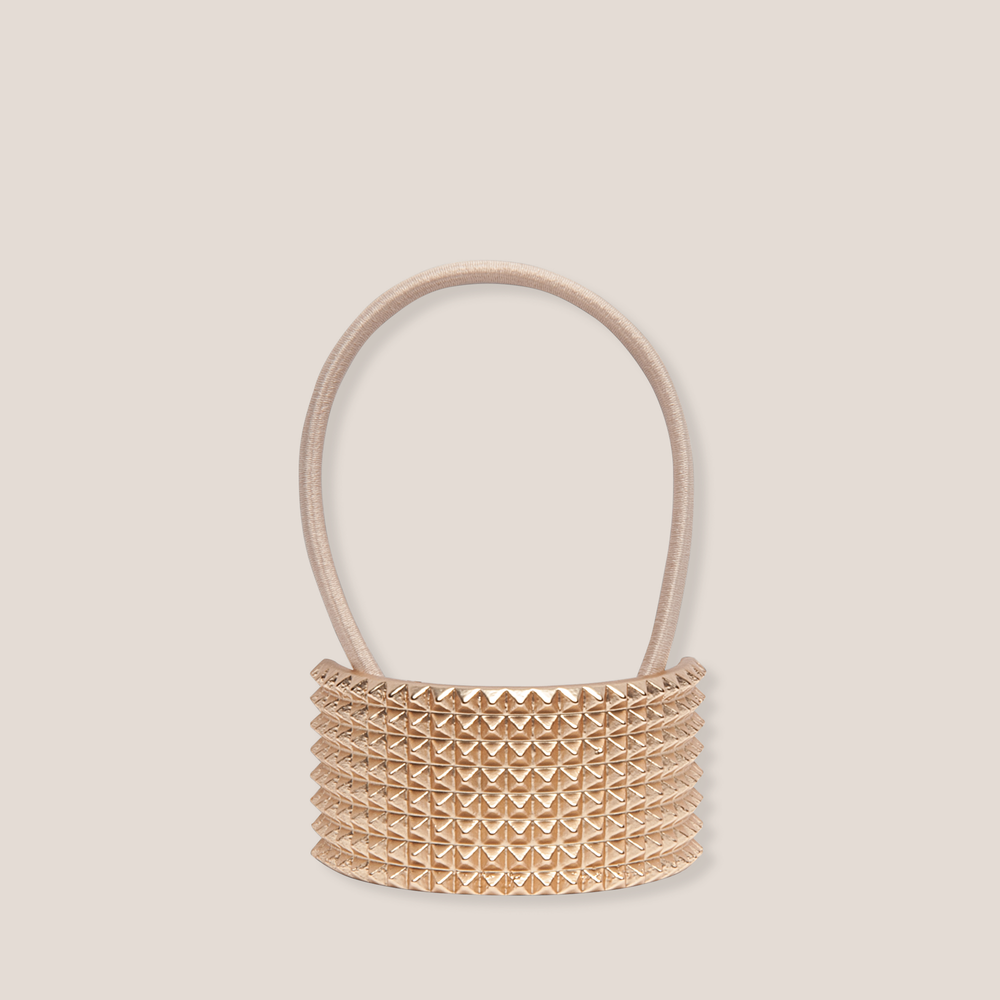 Studded Cuff Textured Metal Hair Tie1