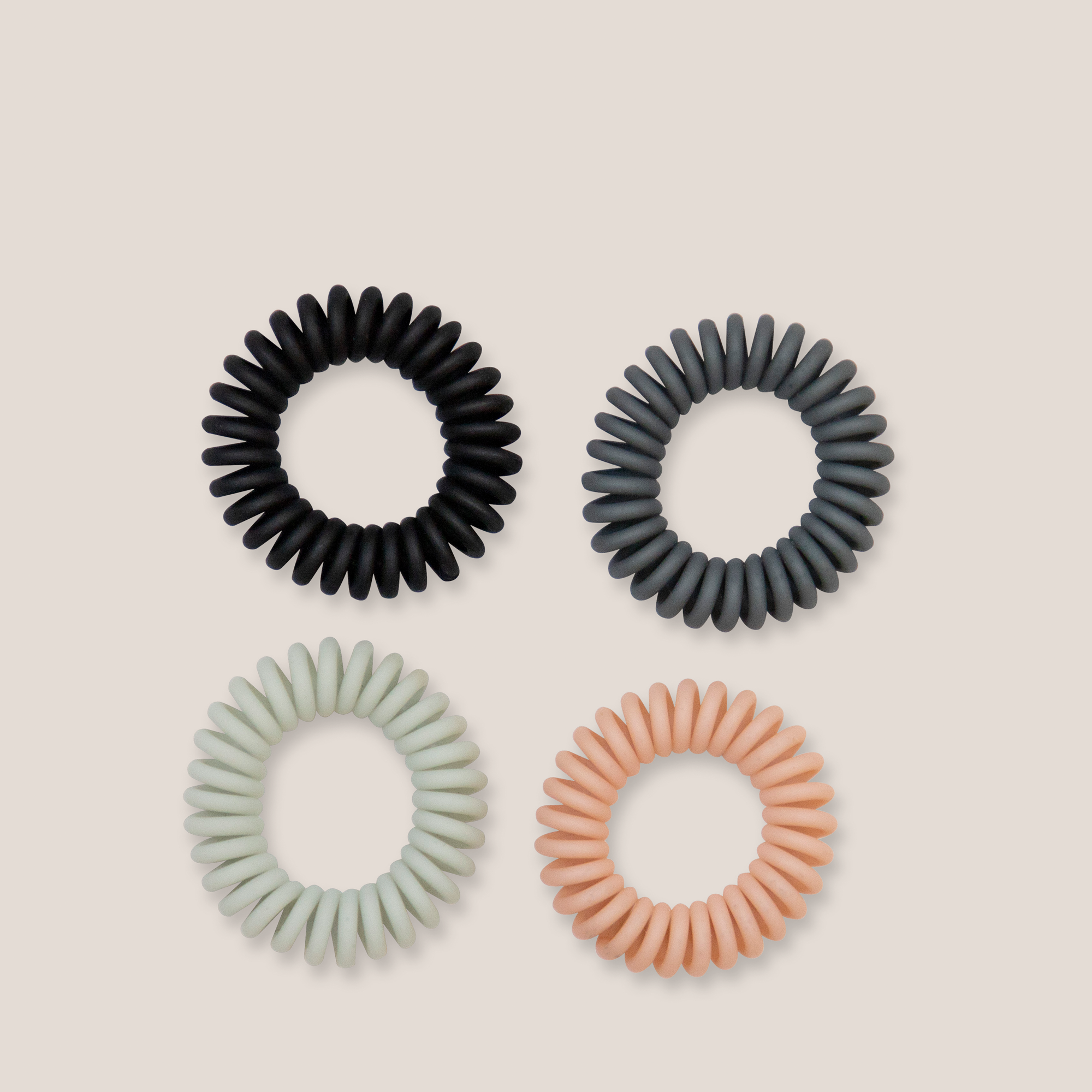 Soft Touch Loop Spiral Hair Ties Set - Slate & Rose1