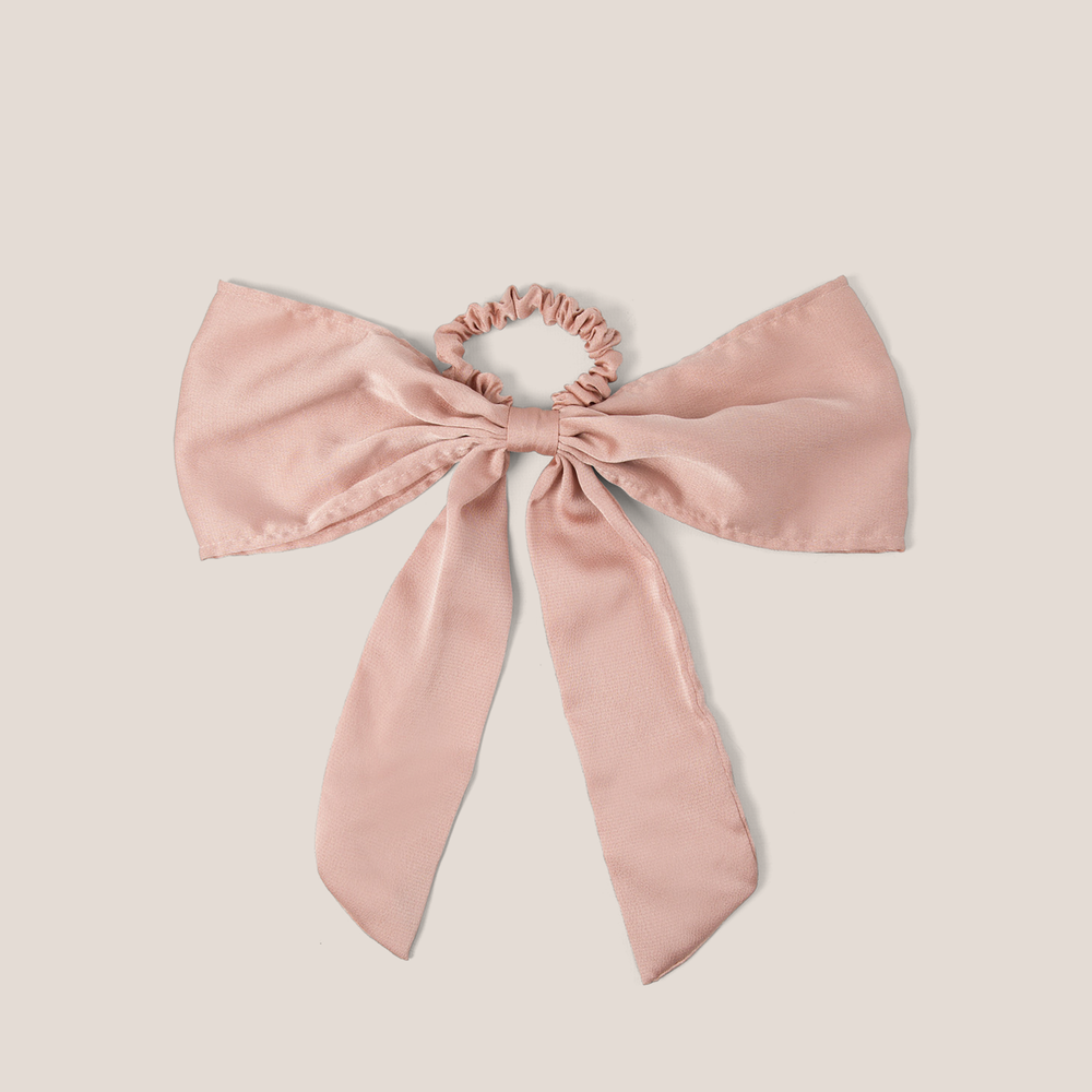 Bow Sash Knotted Ribbon Scrunchie - Blush1