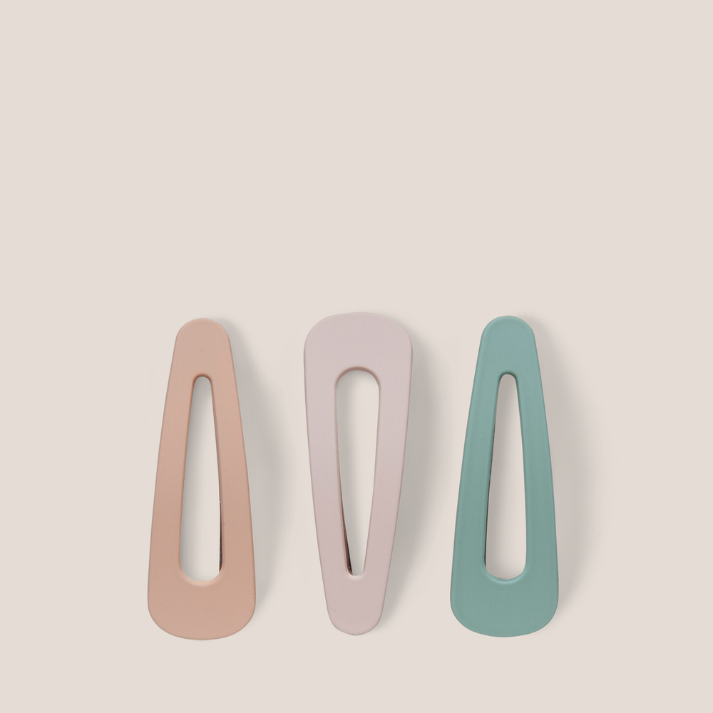Snap Triangles Matte Hair Clips Set - Pastel1