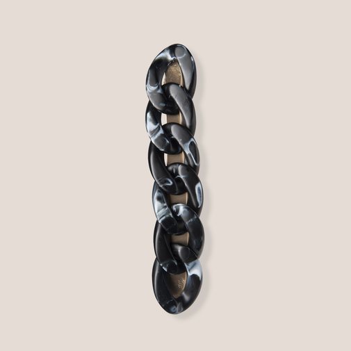 Marble Link Chain Baguette Barrette - Black