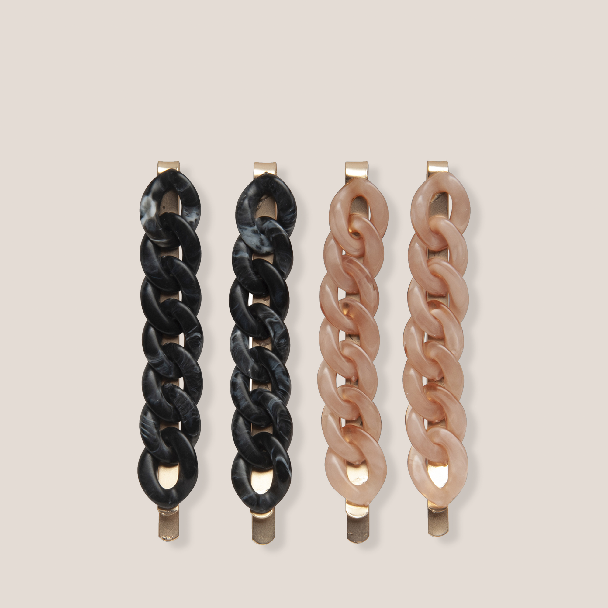 Marble Link Chain Bobby Pins Set1