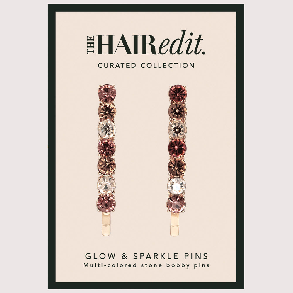 Glow On & Sparkle Rhinestone Bobby Pins Set7