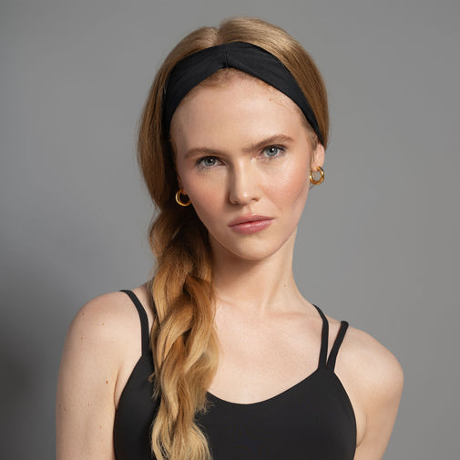 Lotus Band Soft Pleated Headband - Black