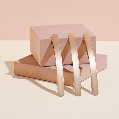 Brushed Baguette Metal Barrette - Gold
