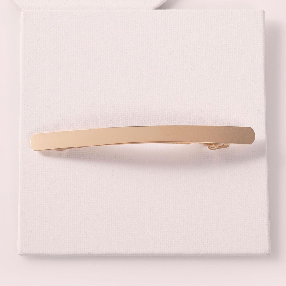 Brushed Baguette Metal Barrette - Gold3
