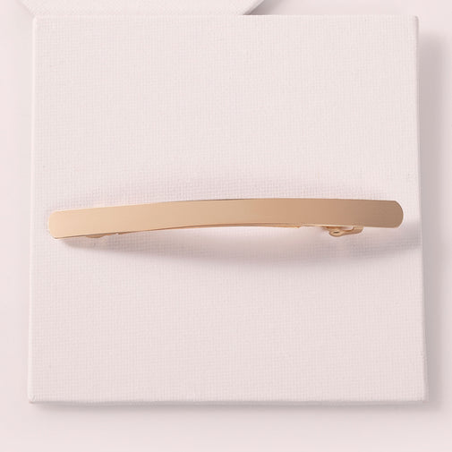 Brushed Baguette Metal Barrette - Gold