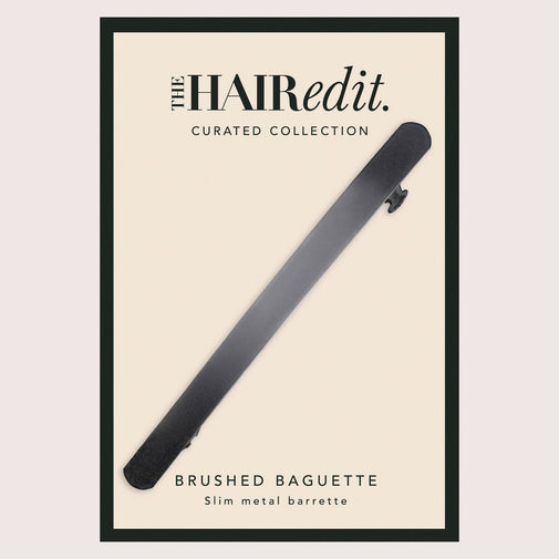 Brushed Baguette Metal Barrette - Gunmetal