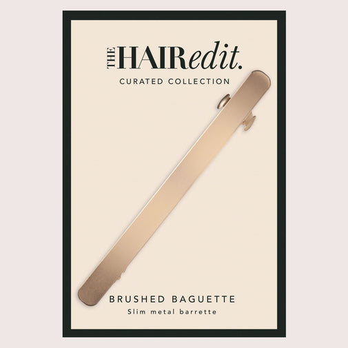 Brushed Baguette Metal Barrette - Gold