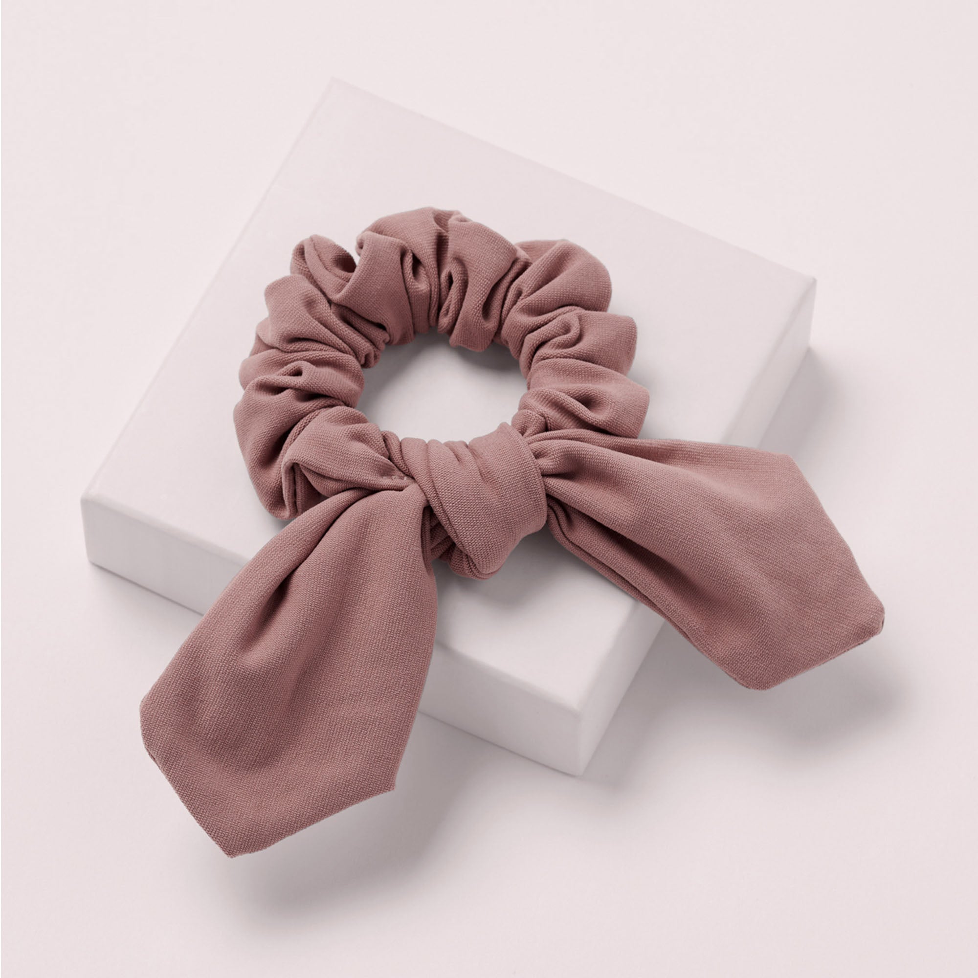 Bow Pose Ribbon Knotted Scrunchie - Mauve4