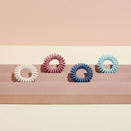 Soft Touch Loop Spiral Hair Ties Set - Pastel