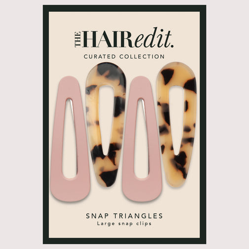 Snap Triangles Hair Clips Set - Tortoise & Nude
