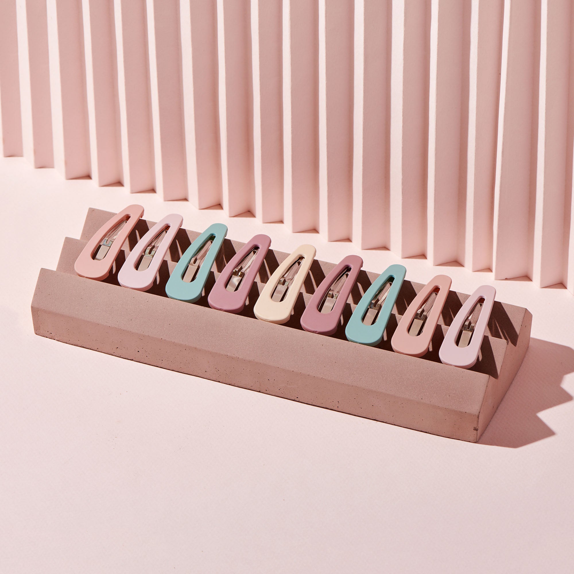 Snap Triangles Matte Hair Clips Set - Pastel6