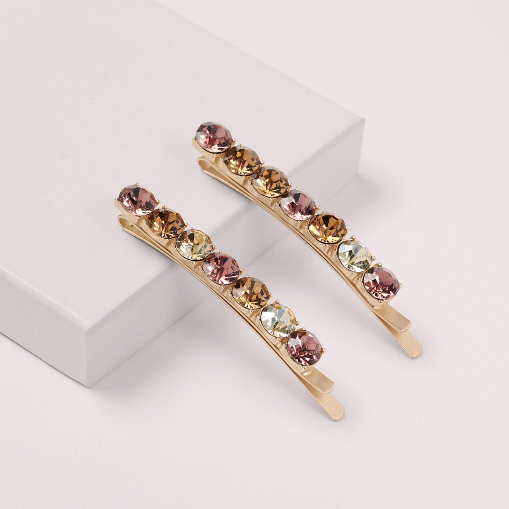 Glow On & Sparkle Rhinestone Bobby Pins Set4