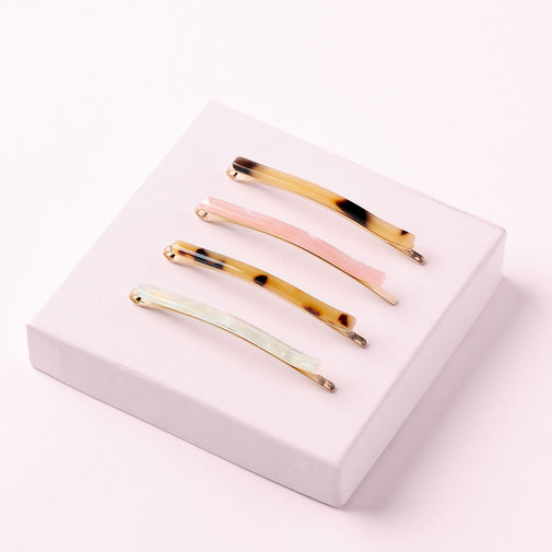 Marble Slim Bobby Pins Set - Multi-Color