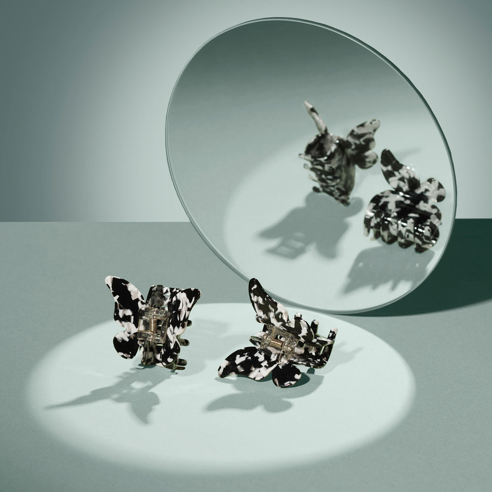 Papillon Butterfly Claw Clip - Black Marble5