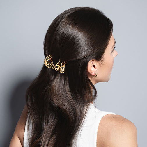 Petite Gilded Mermaid Shell Claw Clips Set