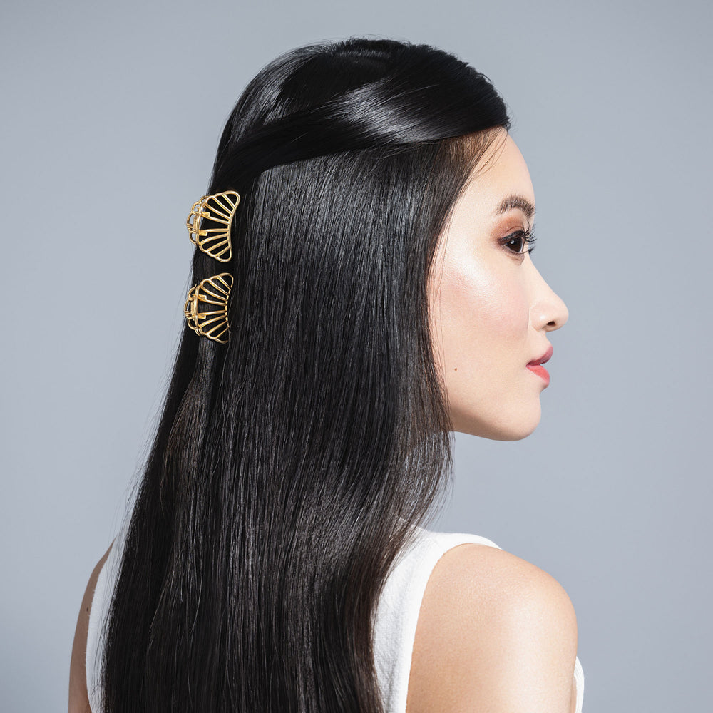 Petite Gilded Mermaid Shell Claw Clips Set5