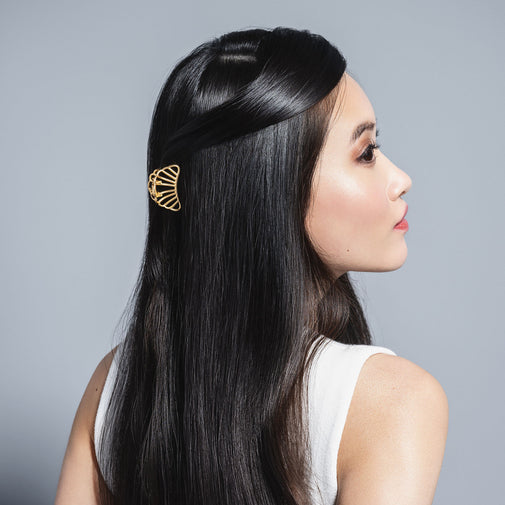 Petite Gilded Mermaid Shell Claw Clips Set