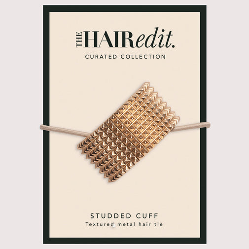 Studded Cuff Textured Metal Hair Tie