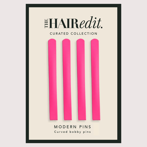 Modern Curved Bobby Pins Set - Fuchsia