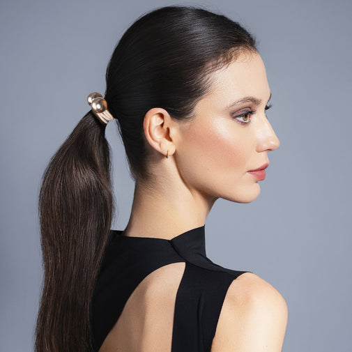 Orb Duo Dual-Sphere Metal Hair Tie - Gold