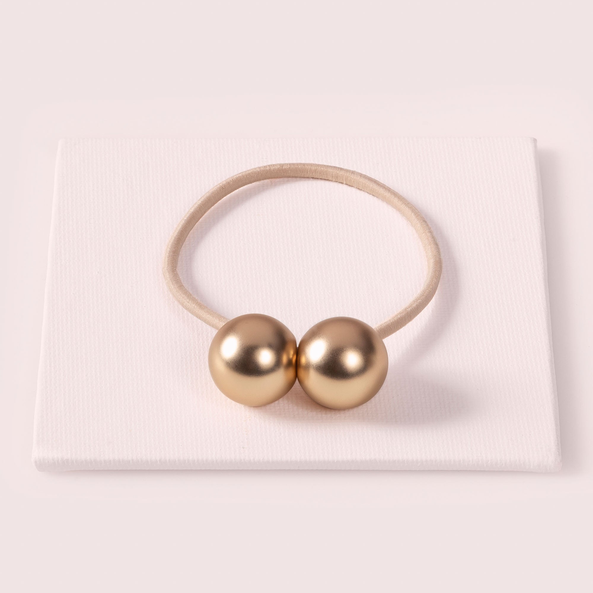 Orb Duo Dual-Sphere Metal Hair Tie - Gold3