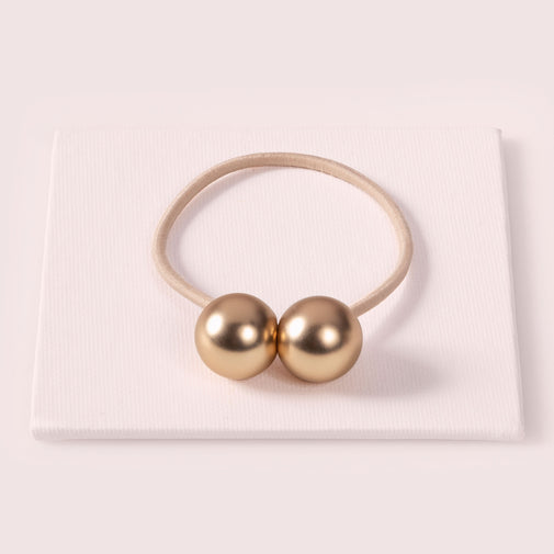 Orb Duo Dual-Sphere Metal Hair Tie - Gold