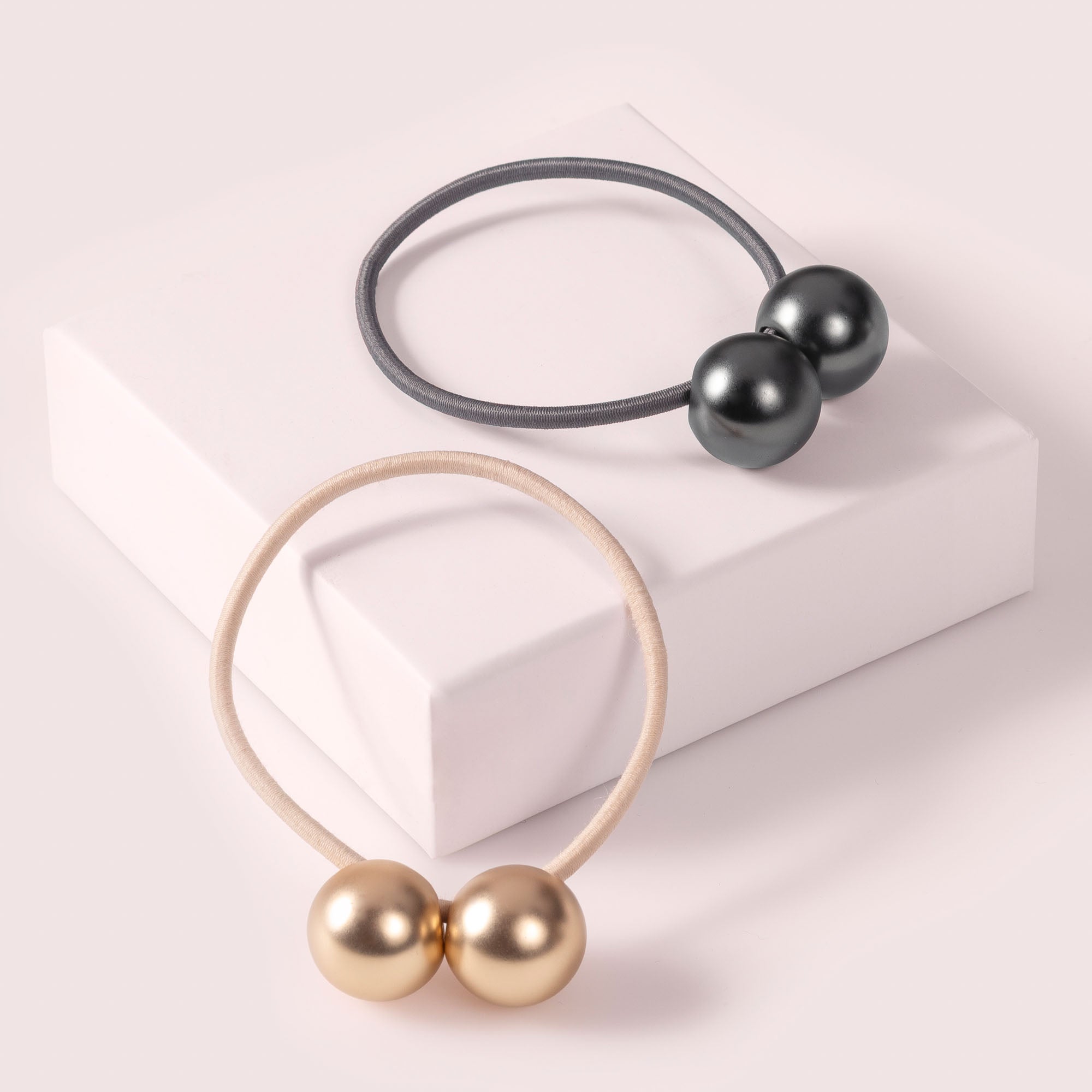 Orb Duo Dual-Sphere Metal Hair Tie - Gold4